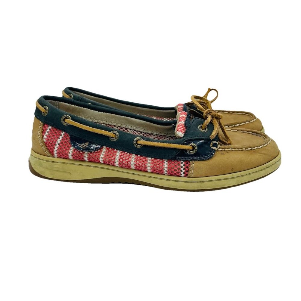Sperry Tan, Navy & Red Striped Women’s Boat Shoes